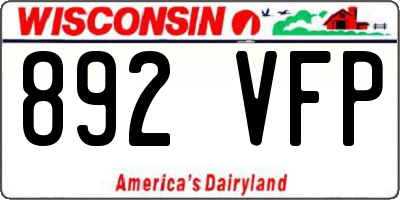 WI license plate 892VFP
