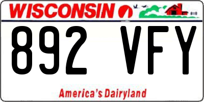 WI license plate 892VFY