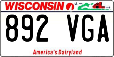 WI license plate 892VGA