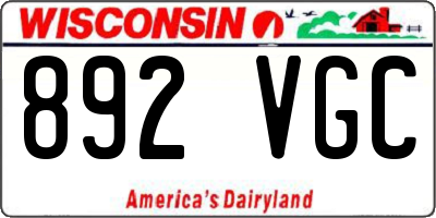 WI license plate 892VGC