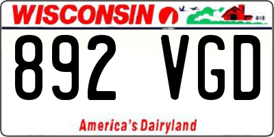 WI license plate 892VGD