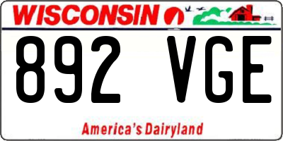 WI license plate 892VGE