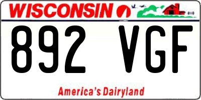 WI license plate 892VGF