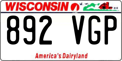 WI license plate 892VGP