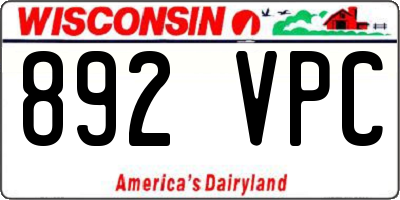WI license plate 892VPC