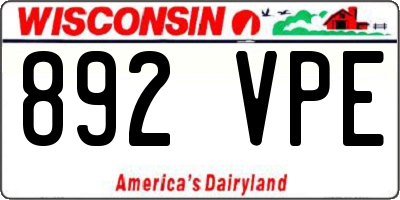 WI license plate 892VPE