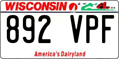 WI license plate 892VPF