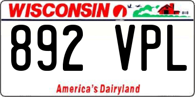 WI license plate 892VPL