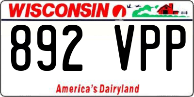 WI license plate 892VPP