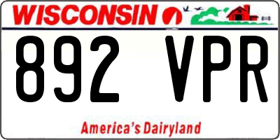WI license plate 892VPR