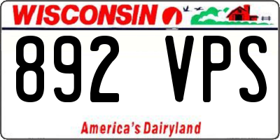 WI license plate 892VPS