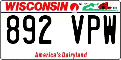 WI license plate 892VPW