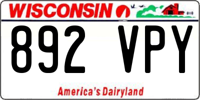 WI license plate 892VPY