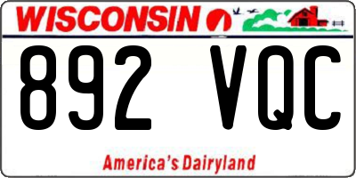 WI license plate 892VQC