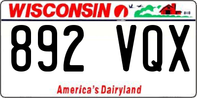 WI license plate 892VQX