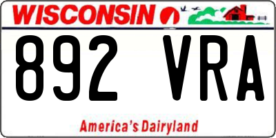 WI license plate 892VRA