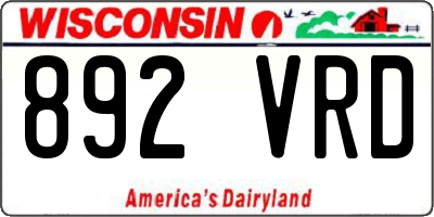WI license plate 892VRD