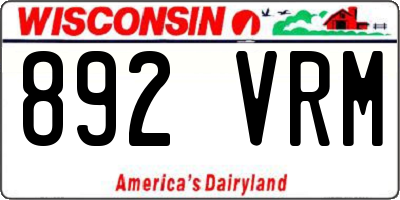 WI license plate 892VRM