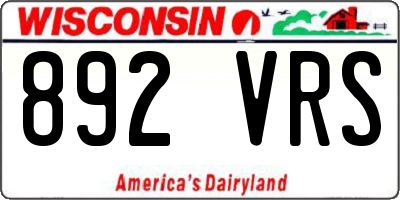 WI license plate 892VRS