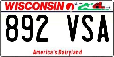 WI license plate 892VSA