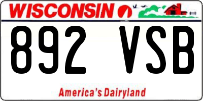 WI license plate 892VSB