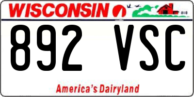WI license plate 892VSC