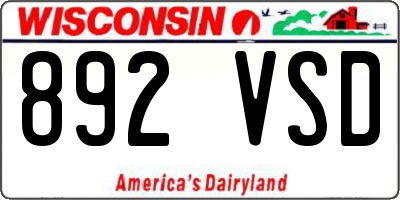 WI license plate 892VSD