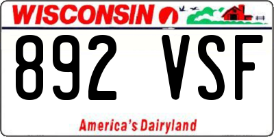 WI license plate 892VSF