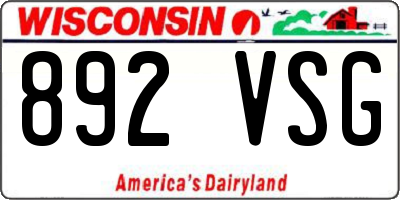 WI license plate 892VSG