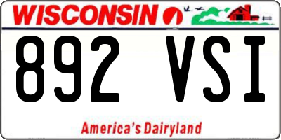 WI license plate 892VSI