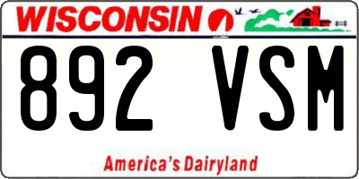 WI license plate 892VSM