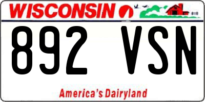 WI license plate 892VSN
