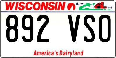 WI license plate 892VSO