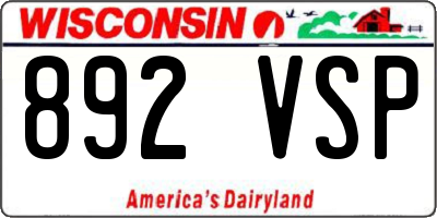 WI license plate 892VSP