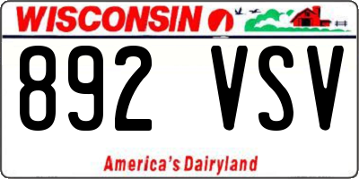 WI license plate 892VSV