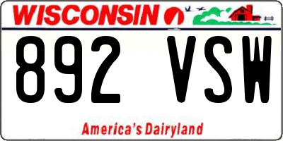 WI license plate 892VSW