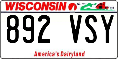 WI license plate 892VSY
