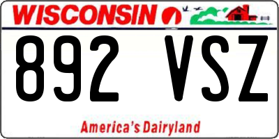 WI license plate 892VSZ
