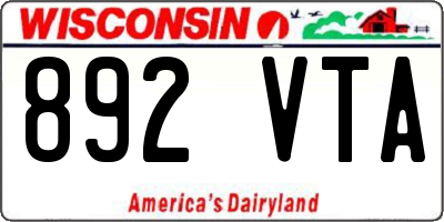 WI license plate 892VTA