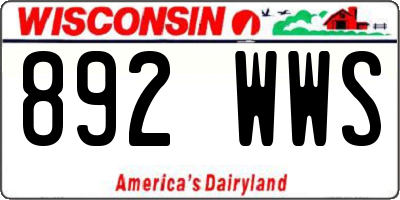 WI license plate 892WWS