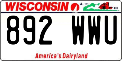 WI license plate 892WWU