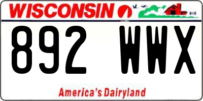 WI license plate 892WWX