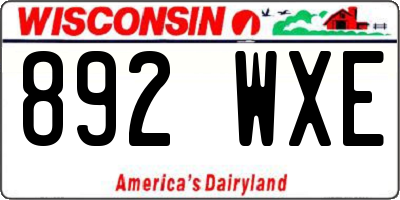 WI license plate 892WXE