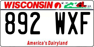 WI license plate 892WXF