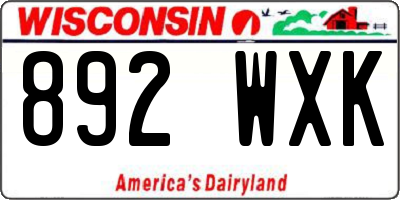 WI license plate 892WXK