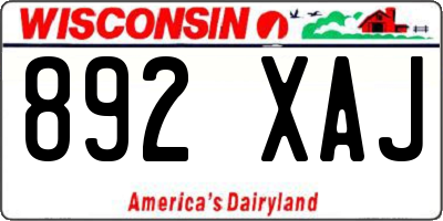 WI license plate 892XAJ