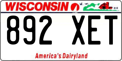WI license plate 892XET