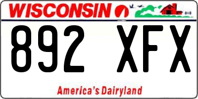 WI license plate 892XFX