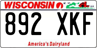 WI license plate 892XKF