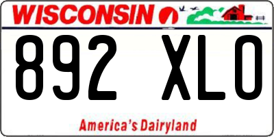 WI license plate 892XLO